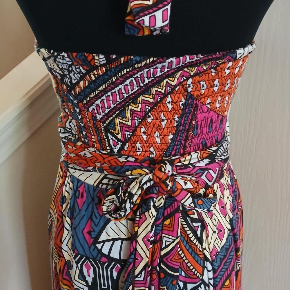 Anthropologie Maeve Cynthia Halter Maxi Dress Multicolored Geometric XS Boho - Picture 4 of 9
